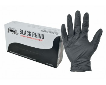 Small Black Rhino Heavy-Duty Powder Free Disposable Nitrile Gloves (100 Per Box)
